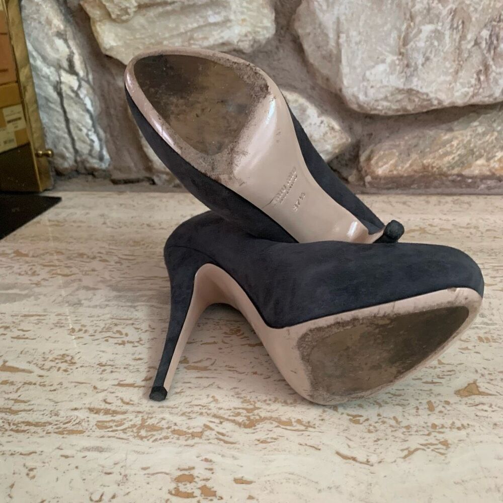 Miu Miu Women’s  Grey suede covered platform pumps size 37.5 - Picture 8 of 13